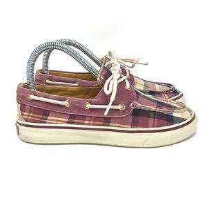 Sperry Top-Sliders Pink‎ Plaid Women’s 6